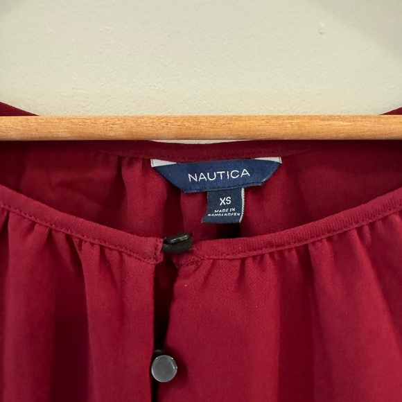 Nautica Red Flowy Short Sleeve Blouse - Picture 4 of 8